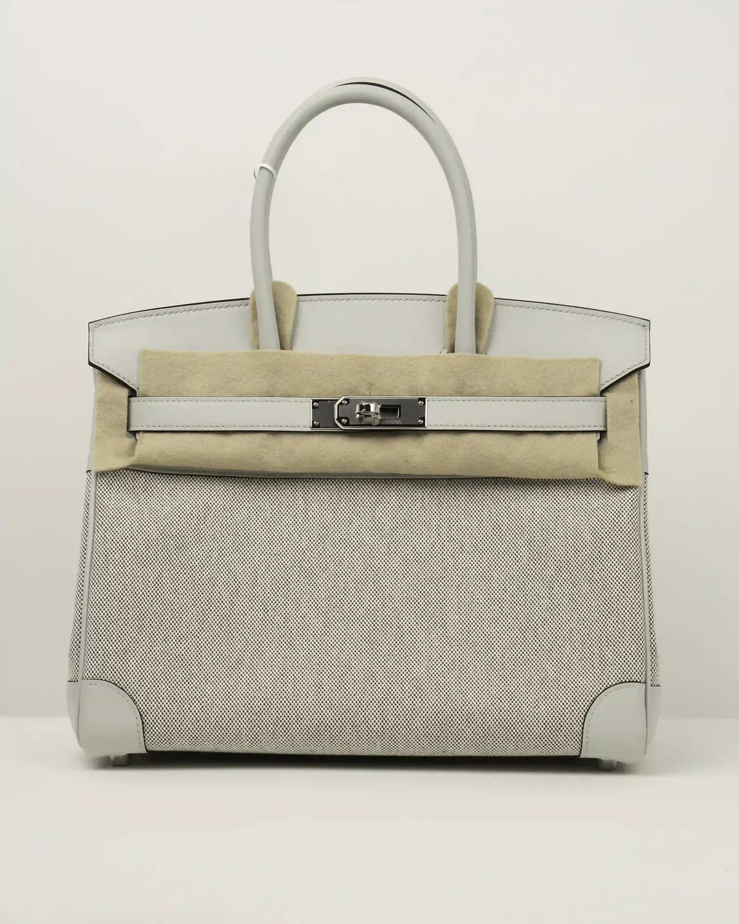 HERMES BIRKIN 30 T&C TOILE H/VEAU SWIFT AT ECRU-ARDOISE / GRIS PLATINE  - Image 1