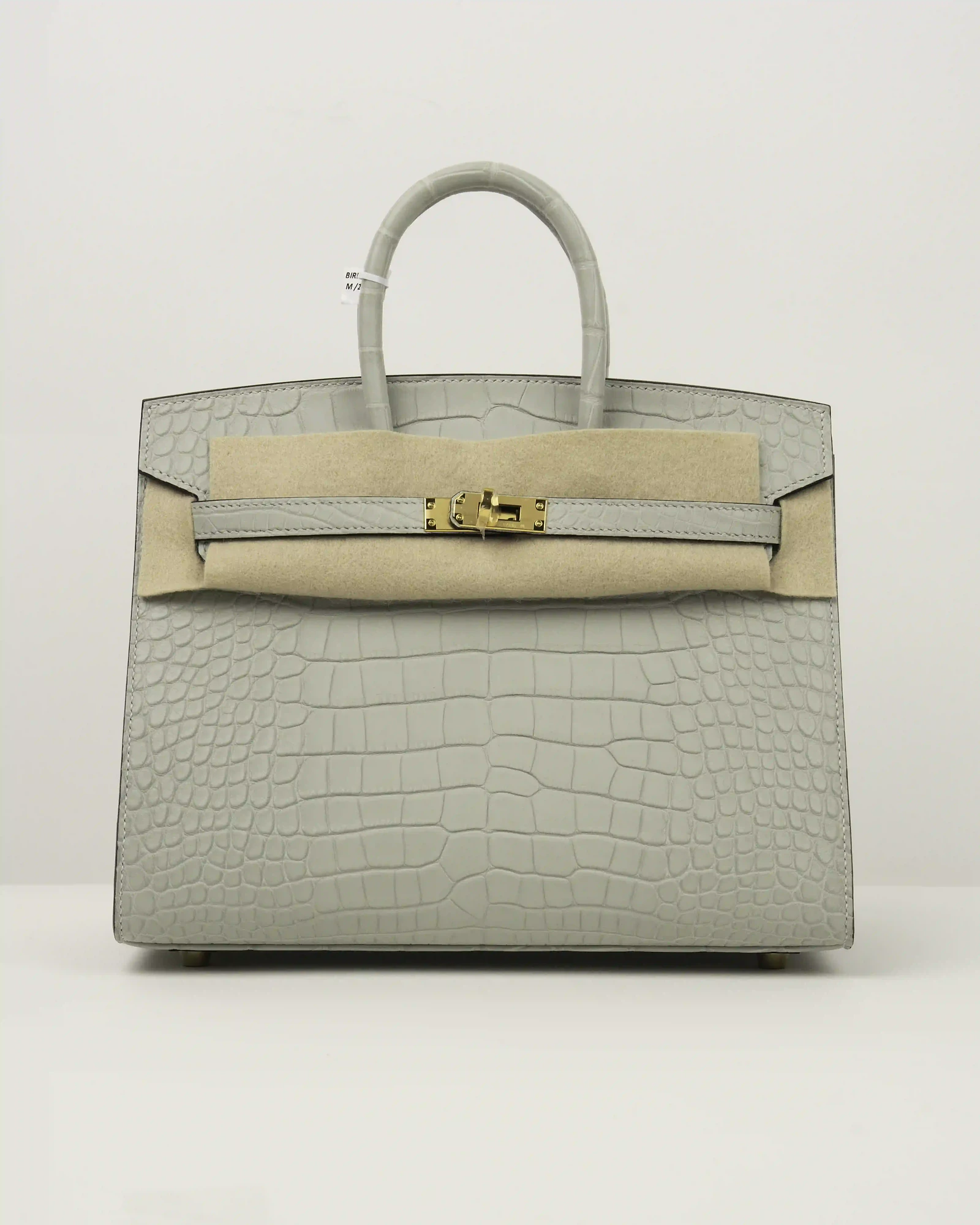 HERMES BIRKIN SELLIER 25 ALLIGATOR GRIS NEVE - Image 1