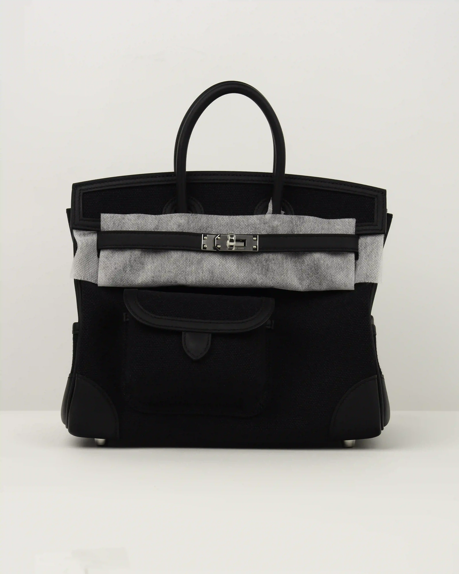 HERMES BIRKIN 25 CARGO TOILE GOELAND/VEAU SWIFT AC NOIR - Image 1