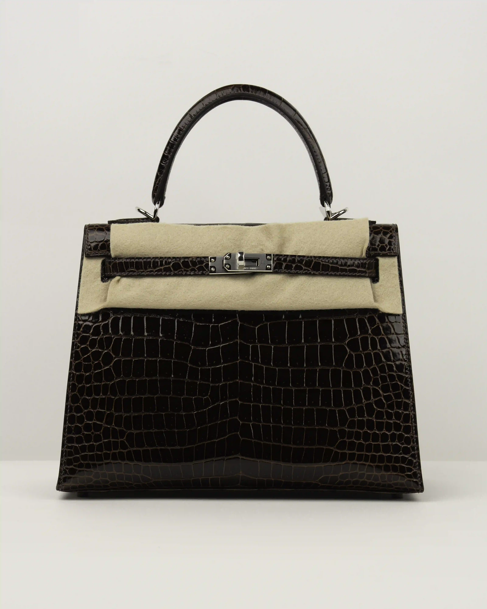 HERMES KELLY II SELLIER 25 CROC 41 HAVANE  - Image 1