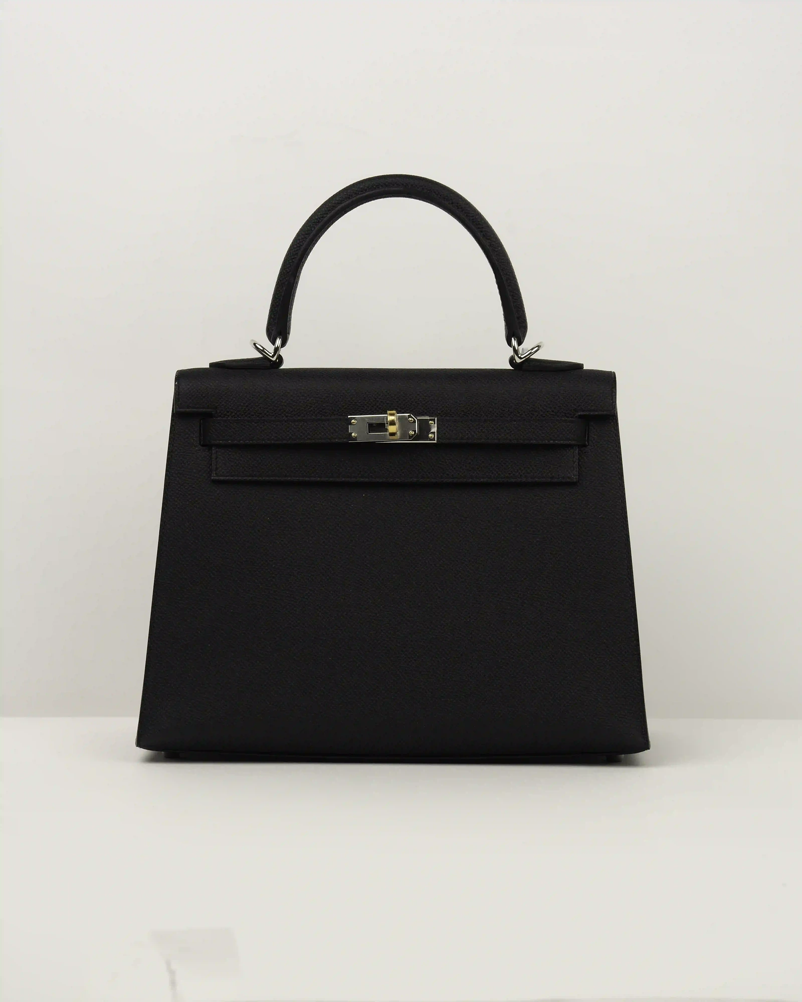 HERMES KELLY II SELLIER 25 ELECTRUM SILVER/GOLD VEAU EPS OM 89 NOIR - Image 1